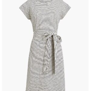 J. Crew Black and White Striped Midi Dress